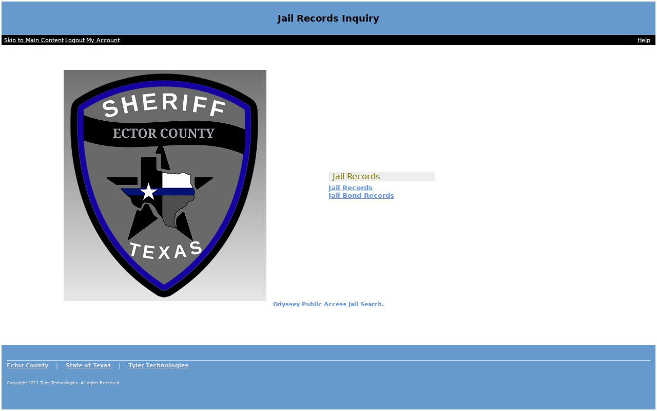 Ector County arrest search and jail records access interface