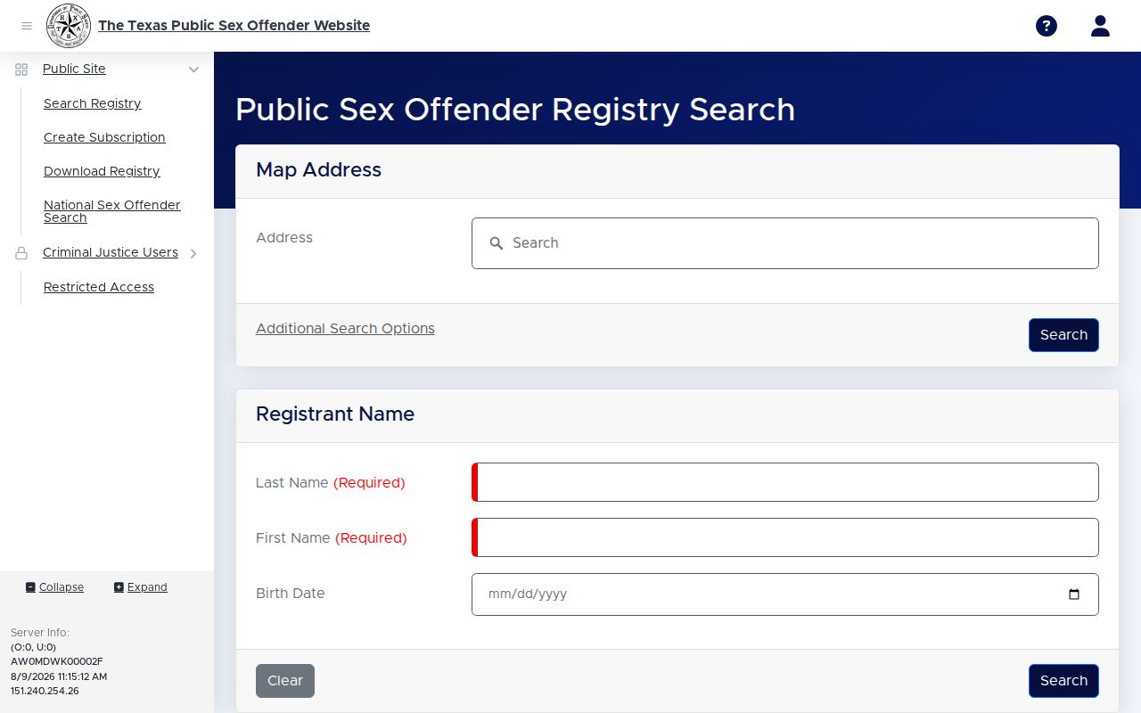Ector County sex offender lookup on the Texas DPS registry