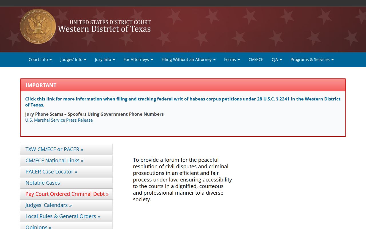 Ector County federal criminal court records in the Western District of Texas