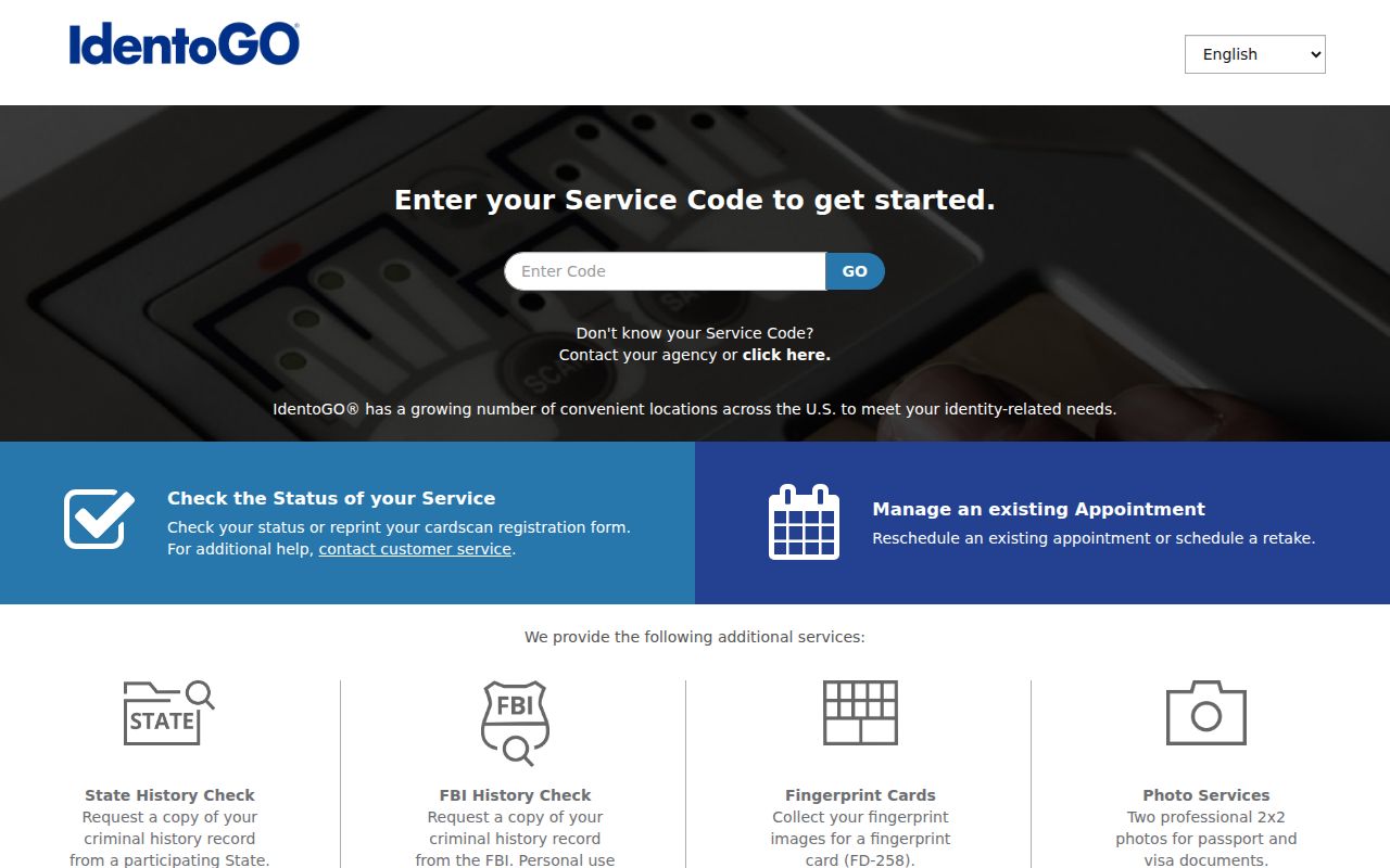 Ector County criminal record review appointment through IdentoGO